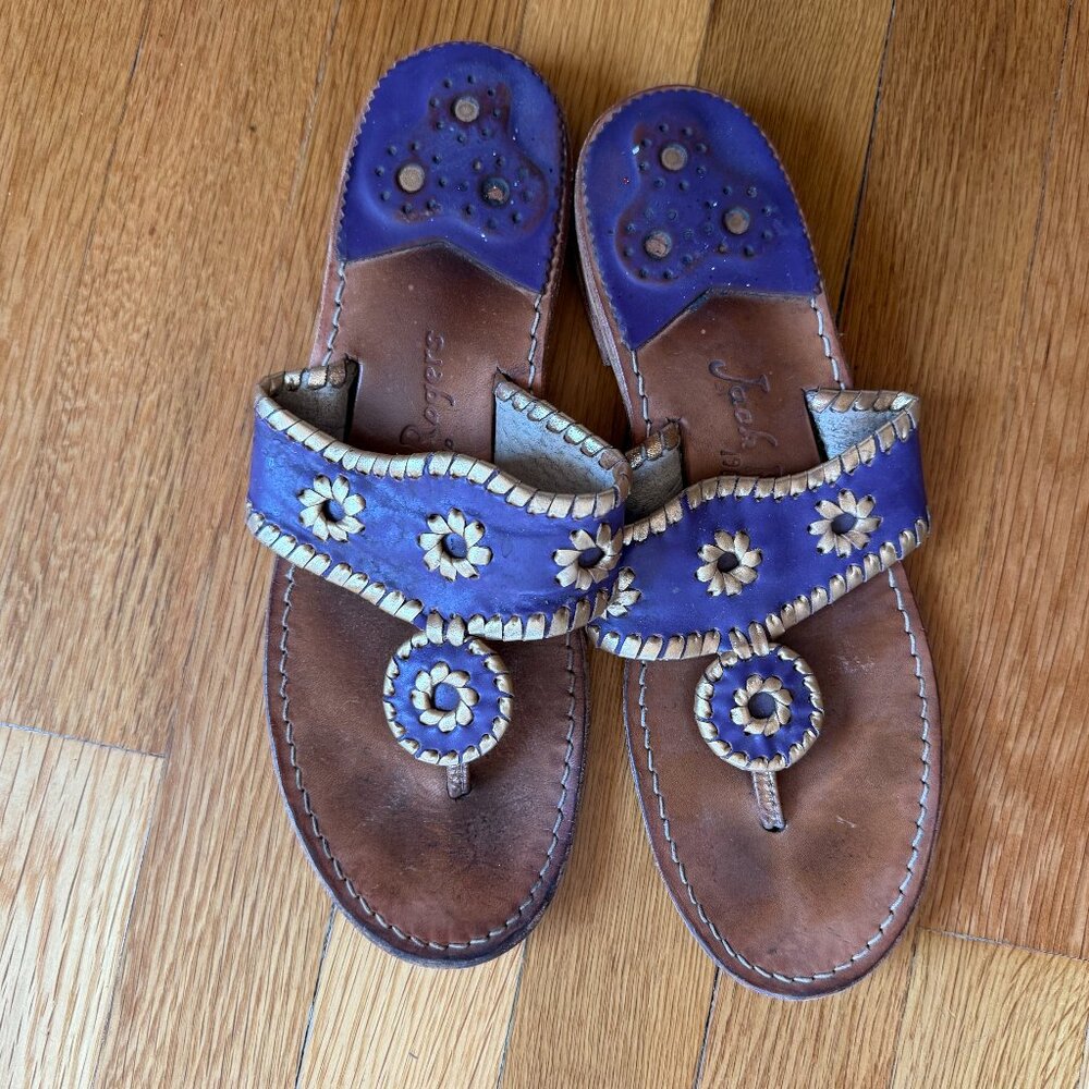 Custom Purple and Gold Jack Rogers Flat Sandal- Size: 9